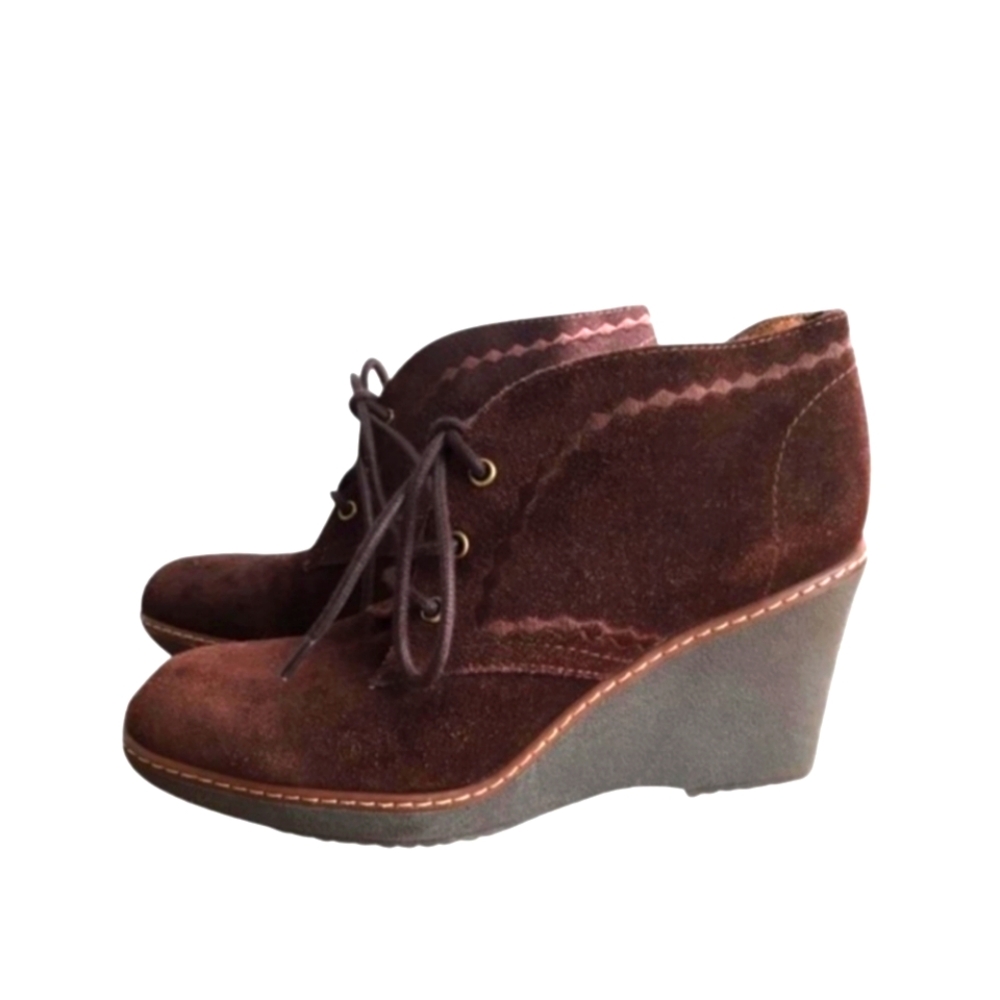CLEAN!! Naturalizer, Kaitlyn, N5 Comfort Suede Wedge Ankle Booties. Size 6.5